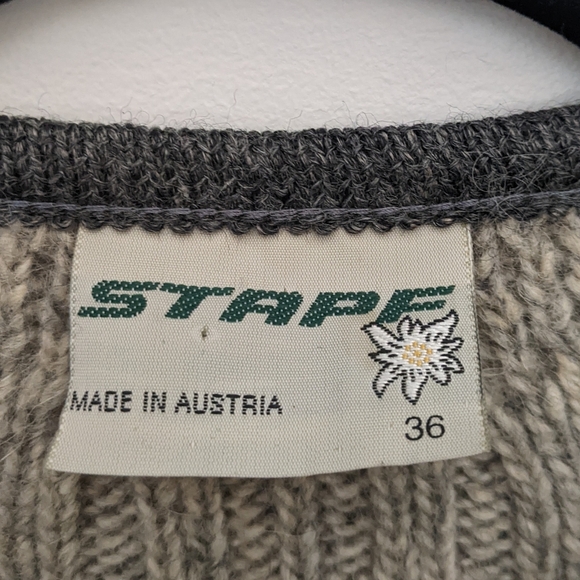 Stapf Boiled Mohair Wool Cable Knit Gray Button Front Cardigan Size 36 Small - Picture 4 of 6